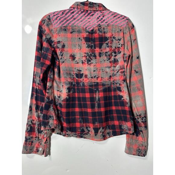 LEE COOPER Button up Pearl Snap Long Sleeve Red Colorful Casual PreppyWomenSmall - Picture 2 of 10
